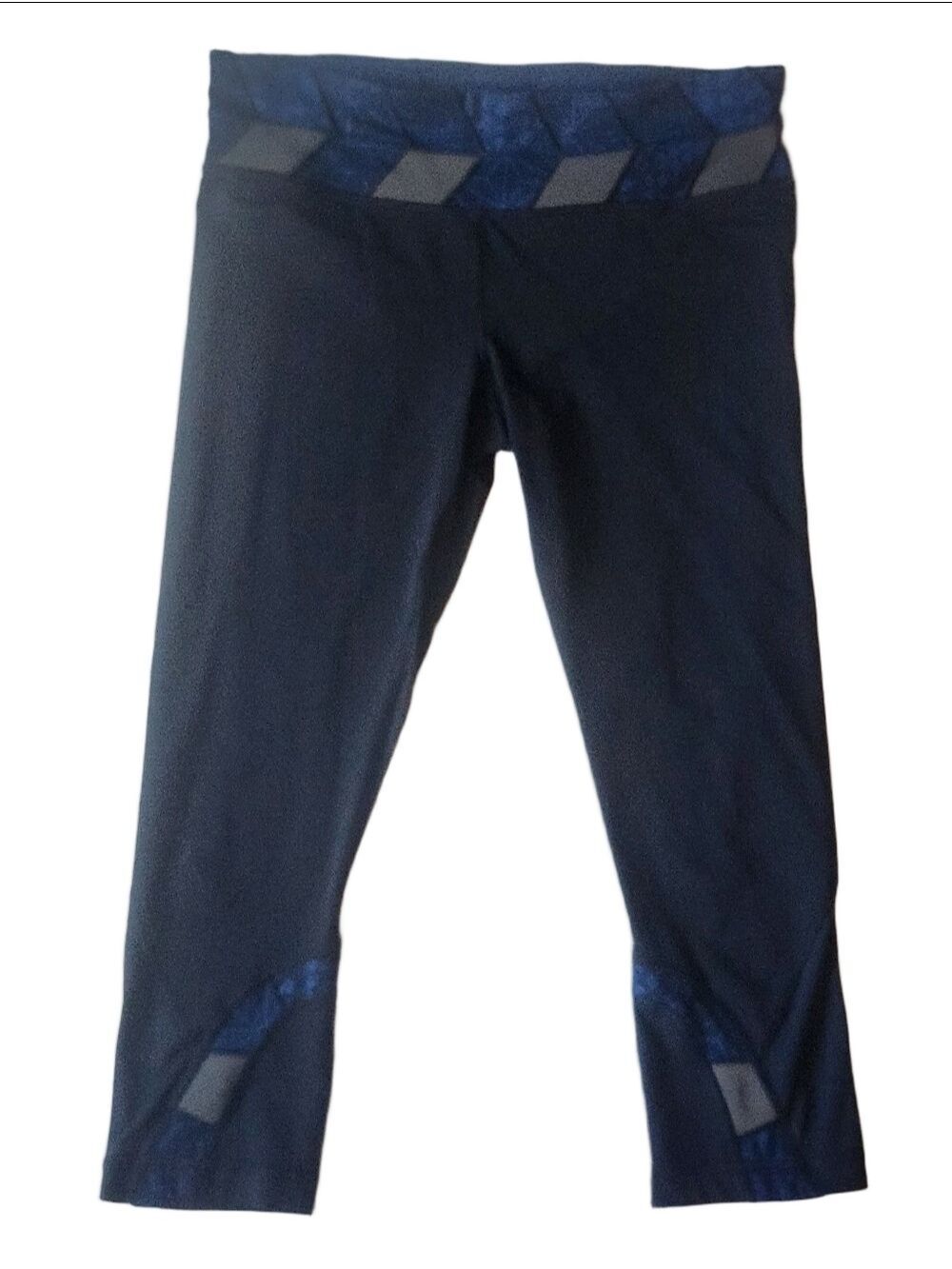 Lululemon Run Inspire Crop II Leggings Size 8 Blue Geometric Reflective Mesh 21"